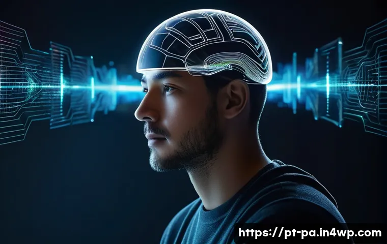 뉴럴 인터페이스의 기술 혁신 사례 - **Prompt:** A visually stunning, high-tech depiction of a non-invasive brain-computer interface (BCI...