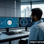 Home 21 뉴럴 인터페이스의 시장 경쟁력 평가 - A futuristic laboratory scene showcasing a diverse team of Brazilian engineers and neuroscientists w...