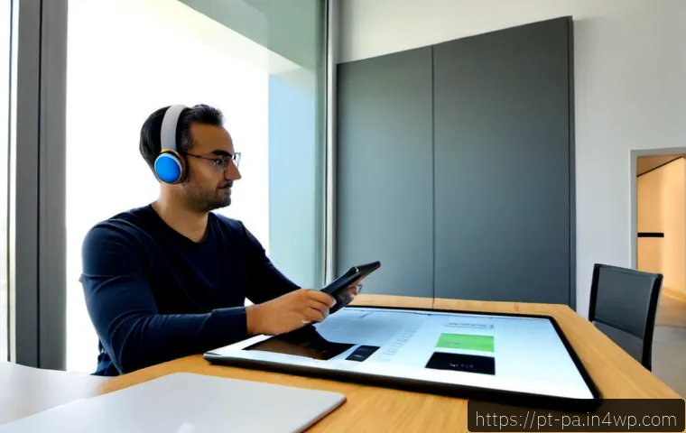 Home 17 뉴럴 인터페이스의 사용자 피드백 수집 방법 - Photorealistic usability research session in a modern Lisbon technology studio, a diverse adult part...